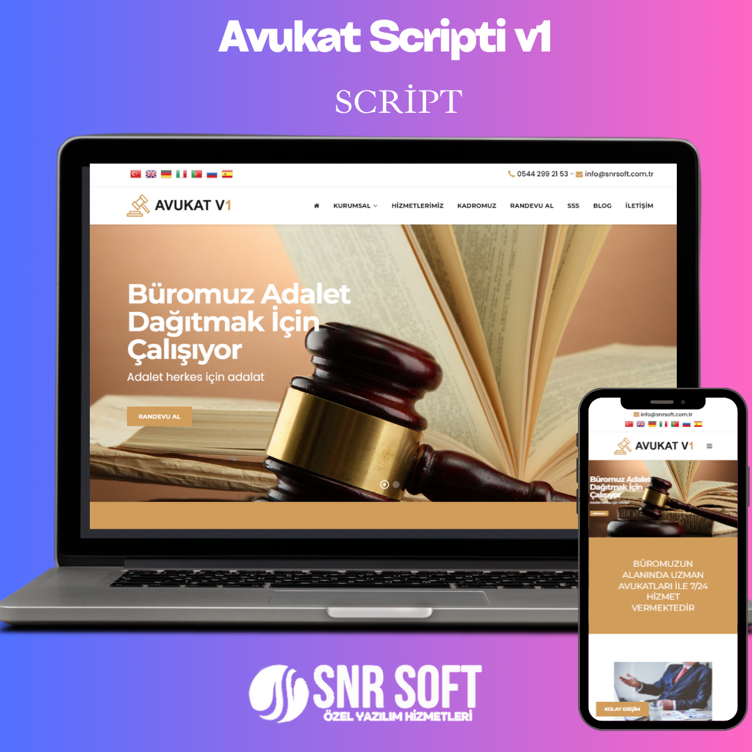 Avukat Scripti v1 Çok Dilli, Kurumsal Hukuk Ofisi Sitesi