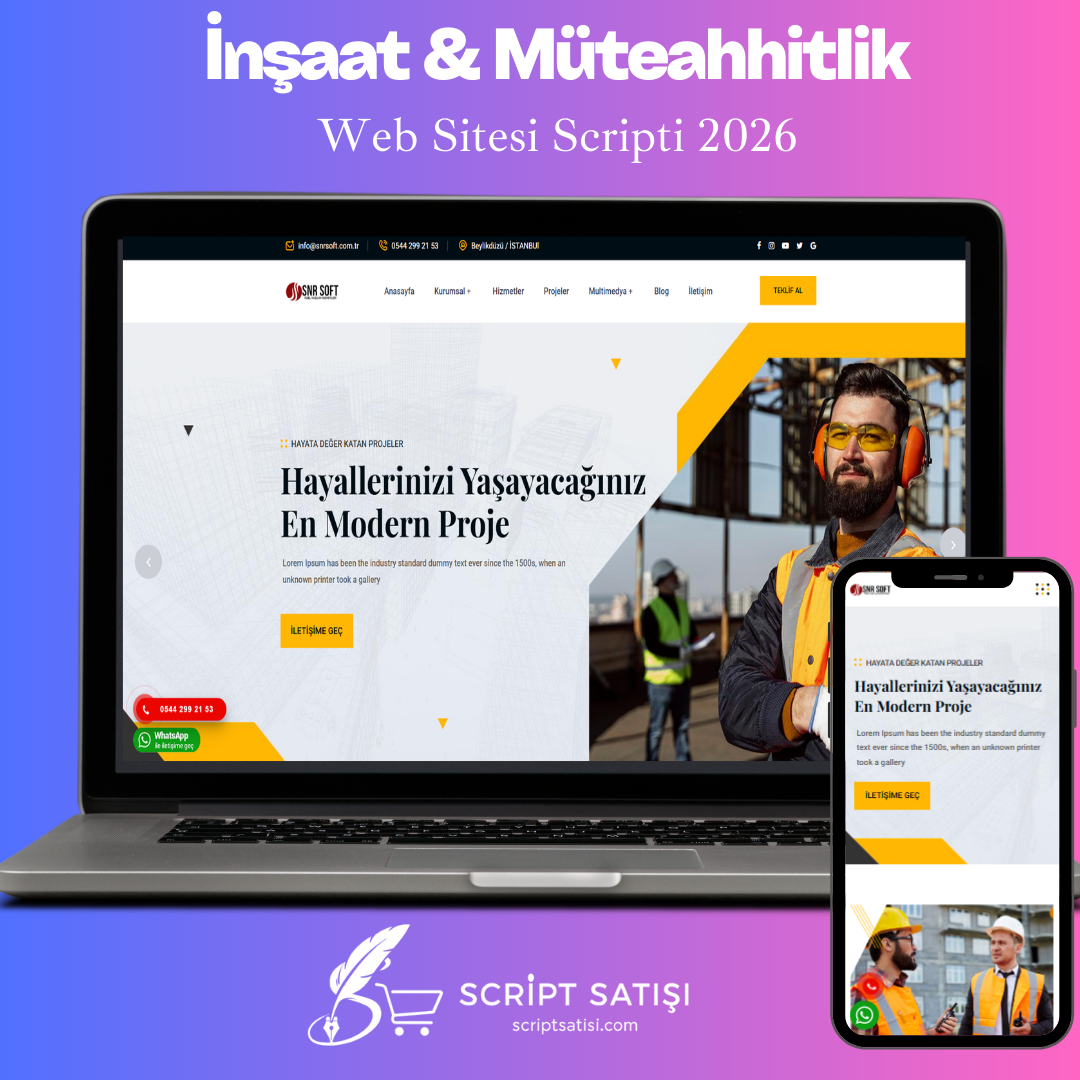 İnşaat & Müteahhitlik Web Sitesi Scripti 2026